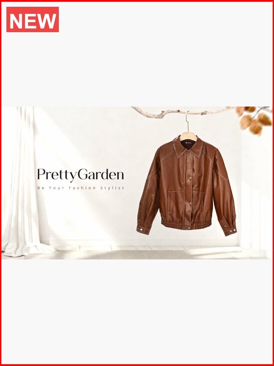 Faux Leather Jacket Women Bomber Motorcycle Zip Up Oversized - Picture 7 of 7